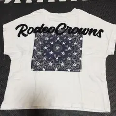 ロデオクラウンズ　ペイズリー柄　刺繍 ホワイト Tシャツ　130のサムネイル