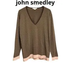 イギリス 製 JOHN SMEDLEY ボーダー ニットブラウン×ピンクのサムネイル
