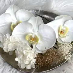 白　胡蝶蘭　髪飾り　ヘアアクセサリーセット