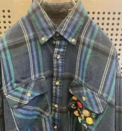 古着　ヴィンテージ　チェックシャツ　ネルシャツ　リメイク　リメイクシャツ　装飾