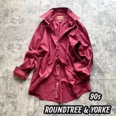 90s ROUNDTREE&YORKE BDシャツ 2XL ボルドー 長袖のサムネイル