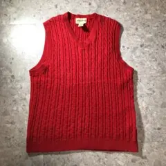 90s Eddie Bauer エディーバウアー　白タグ　ニットベスト　レッド
