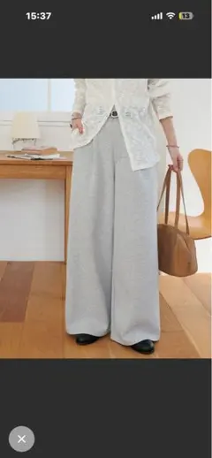 Discoat キレイメスウェットライクパンツ　ライトグレー