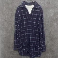無印良品 チュニック ネルシャツ チェック ネイビー レッド コットン Mサイズ