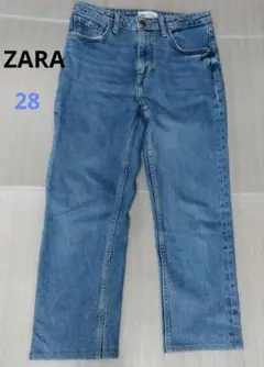 ZARA ハイライズクロップドデニムパンツ 28(74cm) ブルー