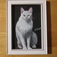 猫 手描きアクリルミニ絵画 原画一点物（フレーム付き）
