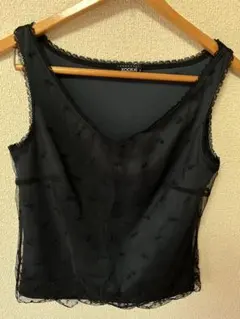 KOOKAI ブラック シフォン タンクトップ Vネック フランス製　美品