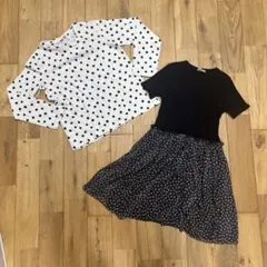 zara 128 半袖ワンピース　ロンT セット