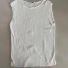 UNIQLO リブ編み ノースリーブ L ホワイト