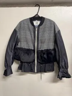 咲*夜様 FUR FUR チェック柄ファー付きブルゾン・アウターのサムネイル