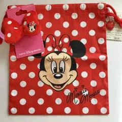 ディズニーリゾート TDL ミニー 水玉 赤色 巾着 ヘアボニー セット新品