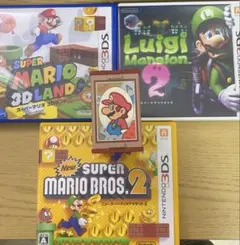 マリオブラザーズ2 、3Dランド、ルイージマンション2、非売品マリオ花札　計4点
