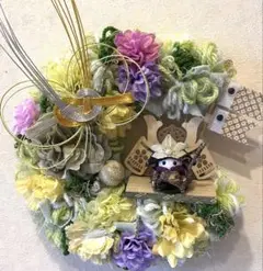 子どもの日　端午の節句　三日月型リース　兜 鯉のぼり　ハンドメイド