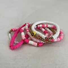 カラフルビーズブレスレットセット ピンク
