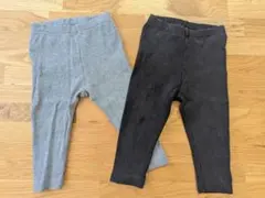 【UNIQLO】リブレギンス 【グレーとブラック】2点セット（80サイズ）