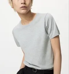 UNIQLO ユニクロ　UVカットクルーネックセーター 半袖　グレー　Ｌサイズ