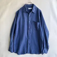 ユニクロ　プレミアムリネンシャツ メンズ　L ブルー 麻100%
