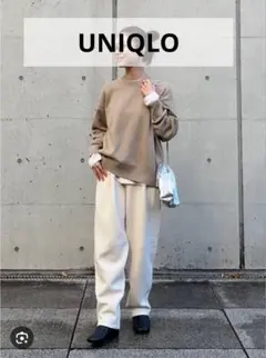 UNIQLO ドライスウェットタックテーパードパンツ オフホワイト Mサイズ