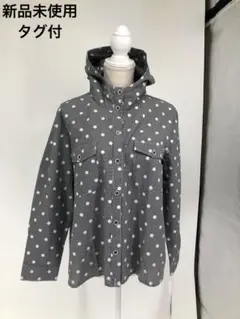 新品未使用❣️フード付きグレー・ホワイトドットジャケット