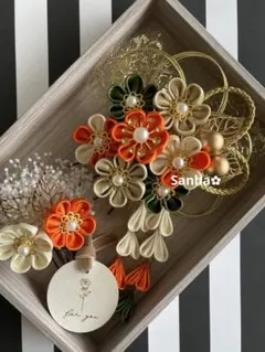 T-1200 つまみ細工 髪飾り 水引 成人式 卒業式 結婚式 七五三 髪飾り