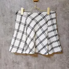 【美品】GRL グレイル ミニスカート チェック柄 レディース 白黒 Lサイズ