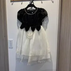 フォーマルドレス 黒・白 パール装飾