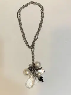 シルバーチェーン パールクリスタルネックレス