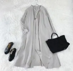 ✨美品✨nestRobe ネストローブ　リネンコットン　ロングワンピース　グレー