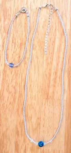 【オ 77】京都オパールのチョーカー & ブレスレットセット　ハンドメイド