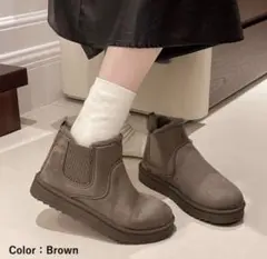 サイドゴア　ブラウン　ムートンブーツ