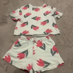 チューリップ柄Tシャツ＆ショートパンツセットアップ