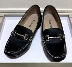 KISCO ビットインヒールモカシン ブラック ハラコ 本革のサムネイル