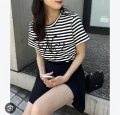 NICE CLAUP ナイスクラップ イニシャルビッグロゴ刺繍Tシャツ　ボーダー