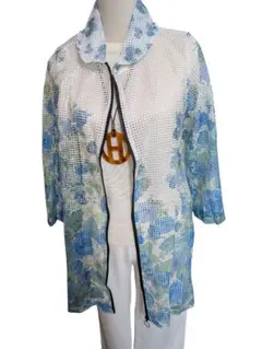 新品 花柄メッシュジップアップジャケット夏の冷房対策にすっきりシルエット①のサムネイル