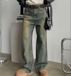 SHAGGIE オーロララインストーン付きデニムパンツ