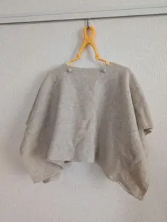 キッズポンチョ　ベージュ　中川政七商店　mino くるみボタン留め