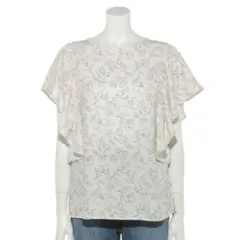 【新品】テチチテラス　ポリスラブ　フレアスリーブ　ブラウス 　花柄