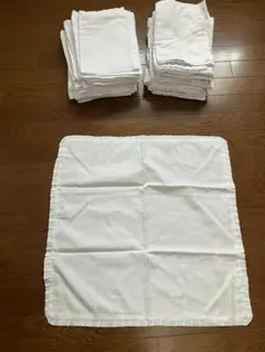 昭和レトロ品　座布団カバー4枚セット　白　無地　ひだつき