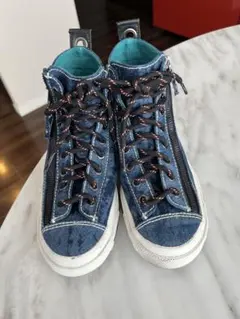 DIESEL デニムブルー ハイカットスニーカー