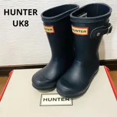 HUNTER ハンター キッズ レインブーツ 長靴 UK8 ネイビー 紺 箱付きのサムネイル