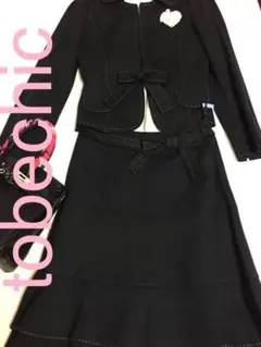 ゲリラセール！卒業式入学式面接tobechicブラックリボンスーツサイズ40美品のサムネイル
