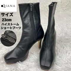 新品未使用✨ダイアナ✨ハイストームショートブーツ✨23cm✨スクエア✨レザー✨黒のサムネイル