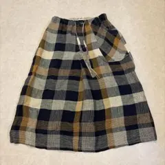 Plantation 古着　麻　チェック柄　ロングスカートのサムネイル
