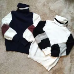 MAYSON GREYカラーブロック タートルネックニット セーター色違いセット