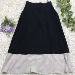 美品✨maglie par ef-de 配色フレアスカート 黒×ベージュ 9 Mのサムネイル
