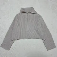 グレイル　クロップド　ハーフジップ　ニット　セーター　ベージュ　M