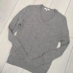 UNIQLO グレー Vネックウール100%セーター M