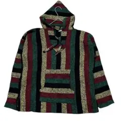 メキシカンパーカー フーディ ポケット ストライプ アクリル US古着s12