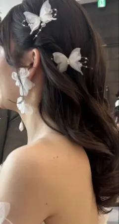 結婚式イヤリング フラワー 花びら パール ホワイト ブライダル 前撮り