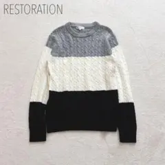 RESTORATION クルーネックケーブルニット　M シンプル　カジュアル